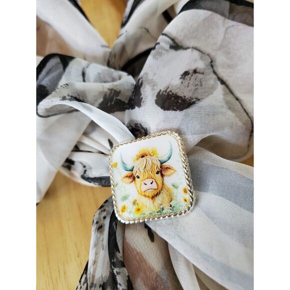 SLIDE Scarf Wild Rag Scarves Slide Western custom concho, highland cow love gift - Picture 3 of 3